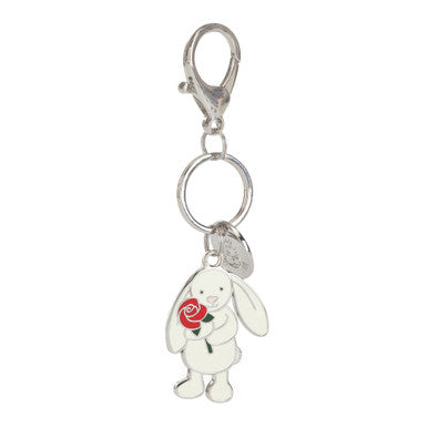 Cream Bunny with Rose Keyring