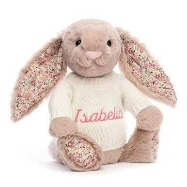 Blossom Bea Beige Bunny with Personalized Cream Jumper