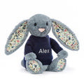 Blossom Dusky Blue Bunny with Personalized Navy Jumper