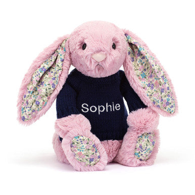 Blossom Tulip Bunny with Personalized Navy Jumper