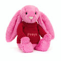 Bashful Hot Pink Bunny with Personalized Red Jumper