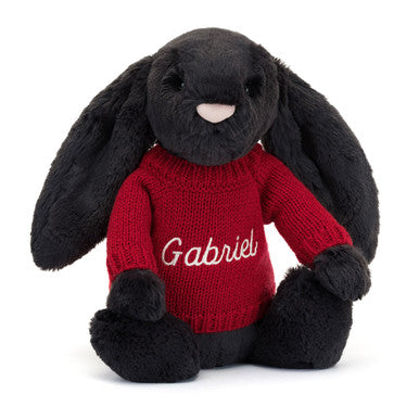 Bashful Inky Bunny with Personalized Red Jumper