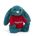 Bashful Mineral Blue Bunny with Personalized Red Jumper