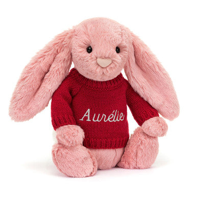 Bashful Petal Bunny with Personalized Red Jumper