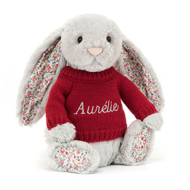 Blossom Silver Bunny with Personalized Red Jumper