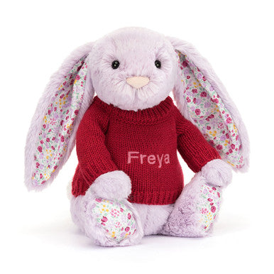 Blossom Jasmine Bunny with Personalized Red Jumper