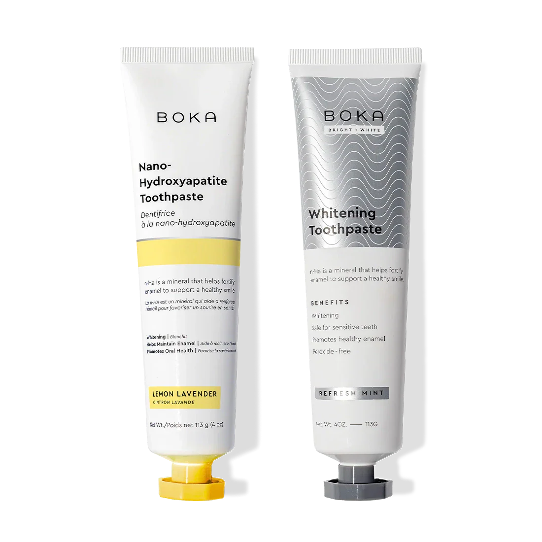N-Ha Toothpaste 2-Pack: fortifies enamel with Nano-Hydroxyapatite in Lemon Lavender & Refresh Mint.